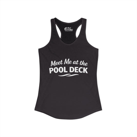 Meet Me At The Pool Deck Bold Fun Poolside Water Wave Shirt Ladies Tank - View 2 - Best Cruise Shirts