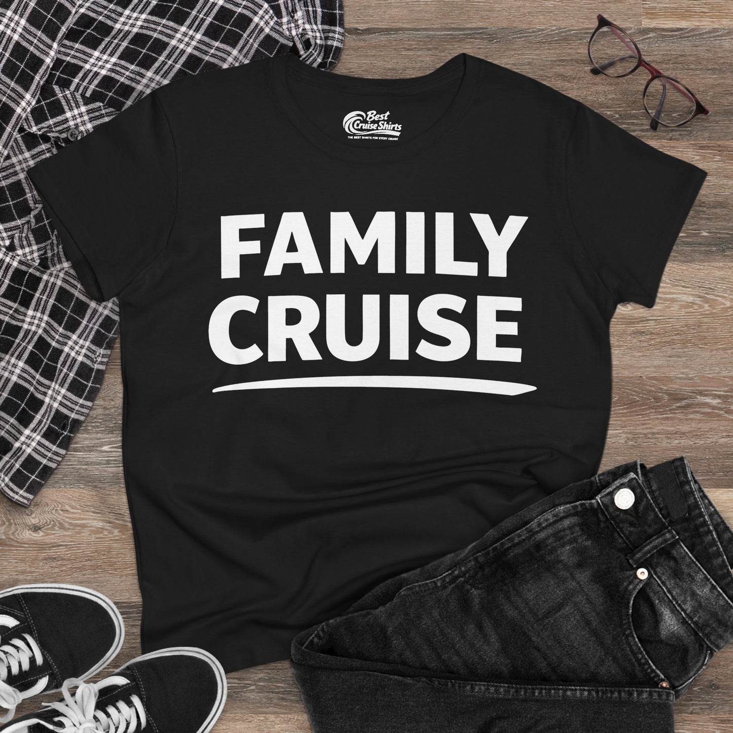 Family Cruise Celebration Bold Lettering Group Trip Shirt Ladies Tee - View 4 - Best Cruise Shirts