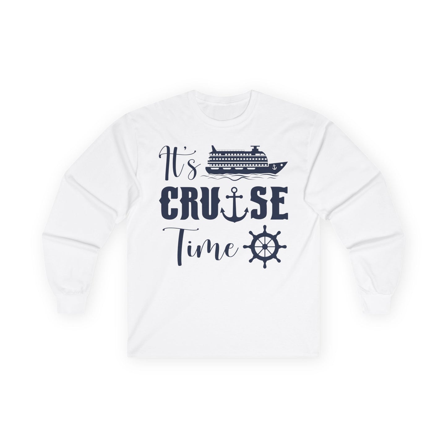 It’s Cruise Time Shirt - Nautical Ship Anchor Wheel Bold Graphic Long Sleeve - View 3 - Best Cruise Shirts