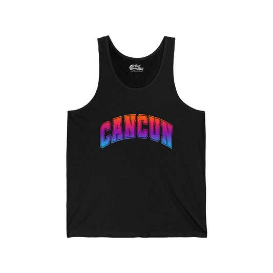 Cancun Mexico Bold Collegiate Style Shirt - Colorful Gradient Spring Break — Tank Top