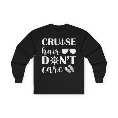 Cruise Hair Don't Care Shirt - Nautical Icons Summer Vacation Tee Long Sleeve - Best Cruise Shirts