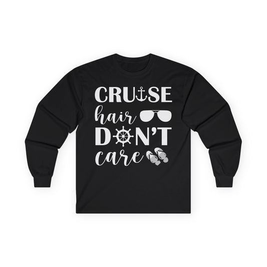 Cruise Hair Don't Care Shirt - Nautical Icons Summer Vacation Tee Long Sleeve - Best Cruise Shirts
