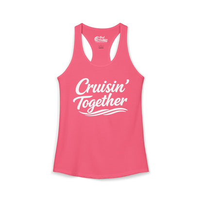 Cruisin Together Group Unity Shirt with Bold Script and Wave Design Ladies Tank - View 3 - Best Cruise Shirts