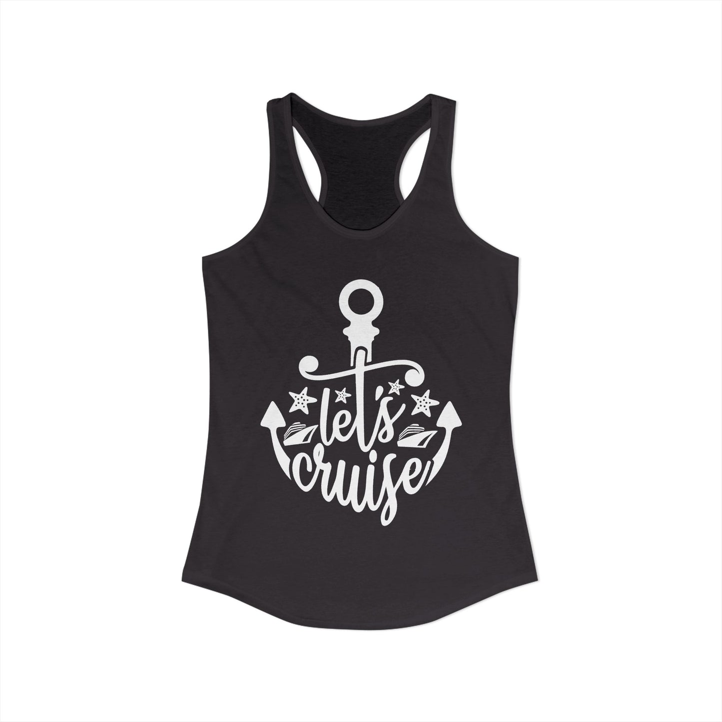 Let's Cruise Shirt - Nautical Anchor and Cruise Ship Stars Design Tee Ladies Tank - View 2 - Best Cruise Shirts