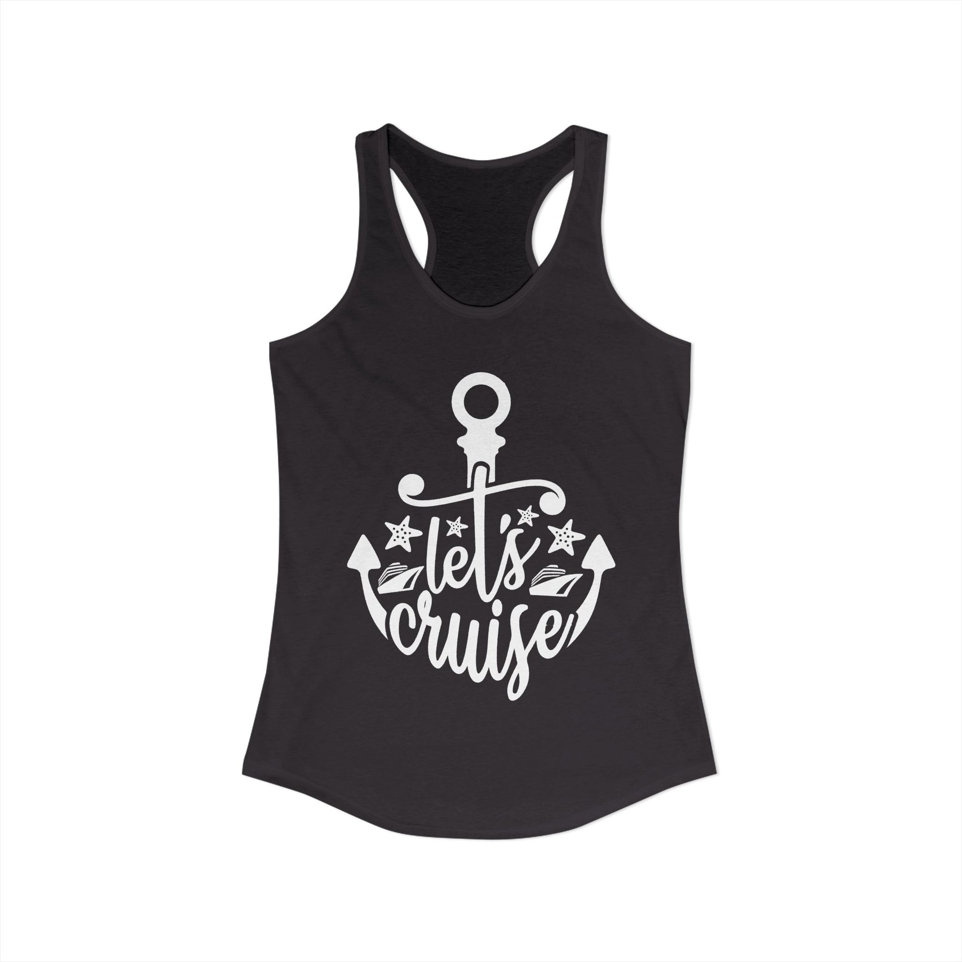 Let's Cruise Shirt - Nautical Anchor and Cruise Ship Stars Design Tee Ladies Tank - View 2 - Best Cruise Shirts