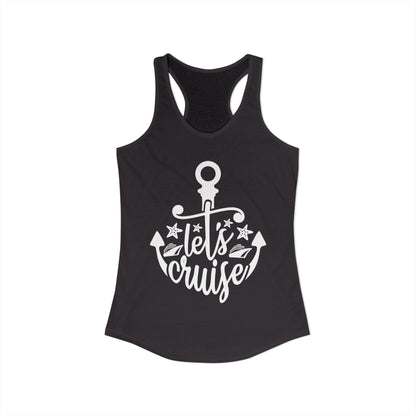 Let's Cruise Shirt - Nautical Anchor and Cruise Ship Stars Design Tee Ladies Tank - View 2 - Best Cruise Shirts