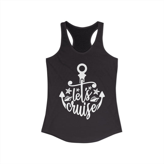 Let's Cruise Shirt - Nautical Anchor and Cruise Ship Stars Design Tee Ladies Tank - View 2 - Best Cruise Shirts