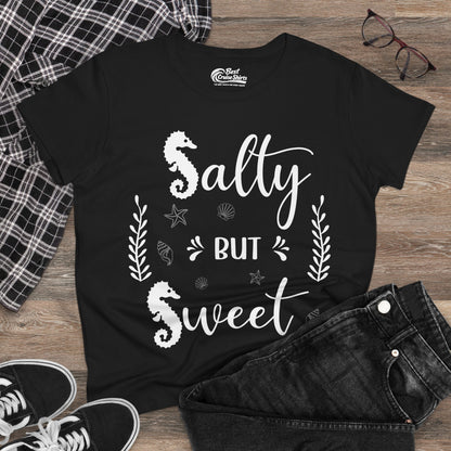 Salty But Sweet Seahorse Ocean Beach Shirt - Whimsical Summer Tee Ladies Tee - View 4 - Best Cruise Shirts