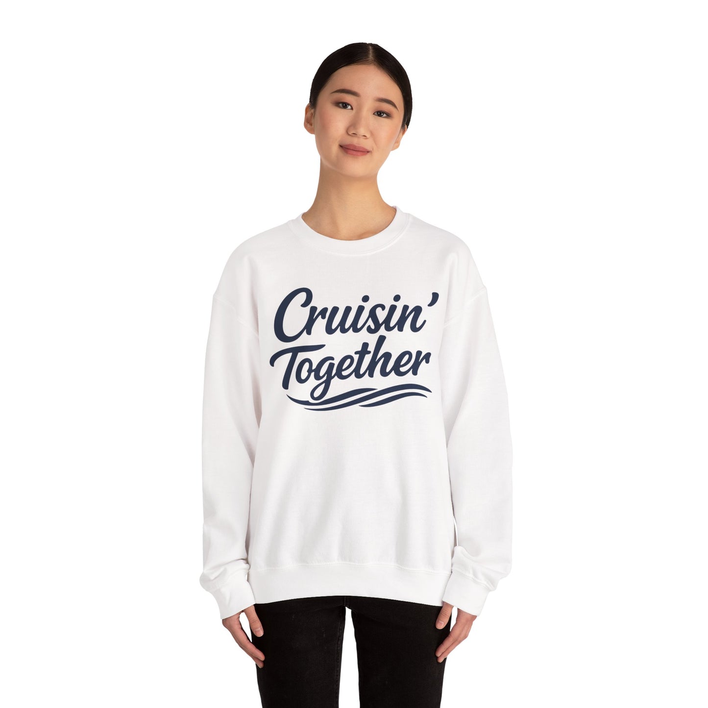 Cruisin Together Group Unity Shirt with Bold Script and Wave Design Sweatshirt - View 12 - Best Cruise Shirts