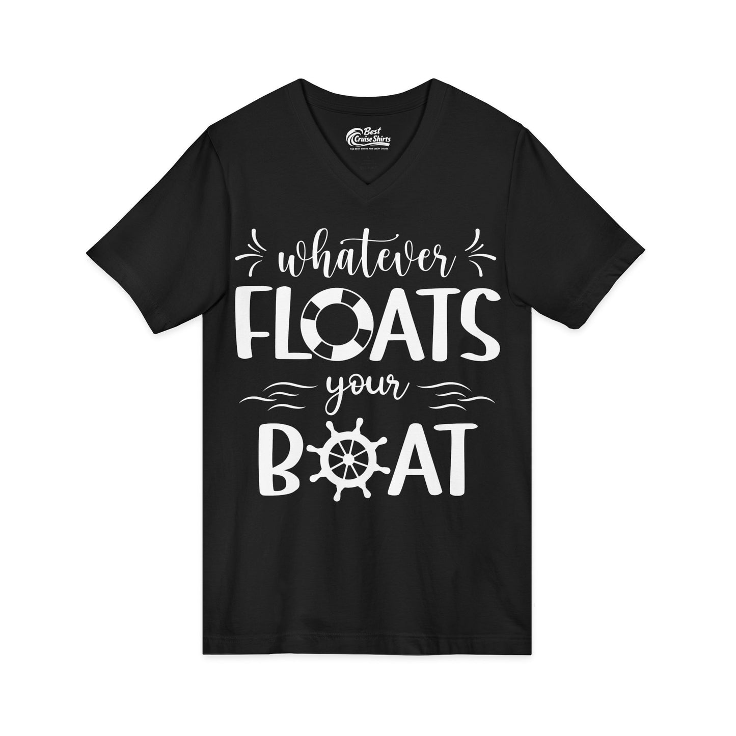 Whatever Floats Your Boat Nautical Humor Shirt With Whimsical Typography V-Neck - View 3 - Best Cruise Shirts
