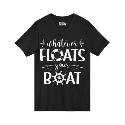 Whatever Floats Your Boat Nautical Humor Shirt With Whimsical Typography V-Neck - View 3 - Best Cruise Shirts