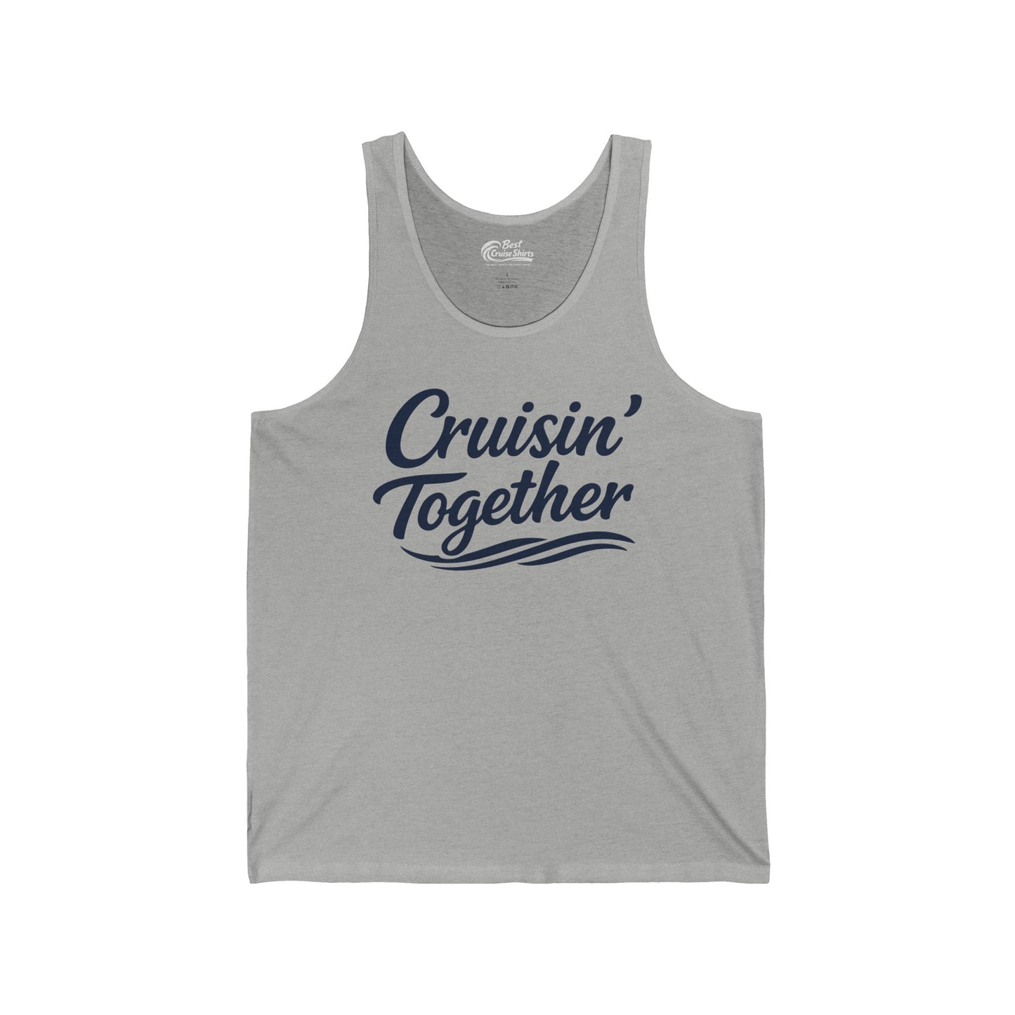 Cruisin Together Group Unity Shirt with Bold Script and Wave Design Tank Top - View 5 - Best Cruise Shirts