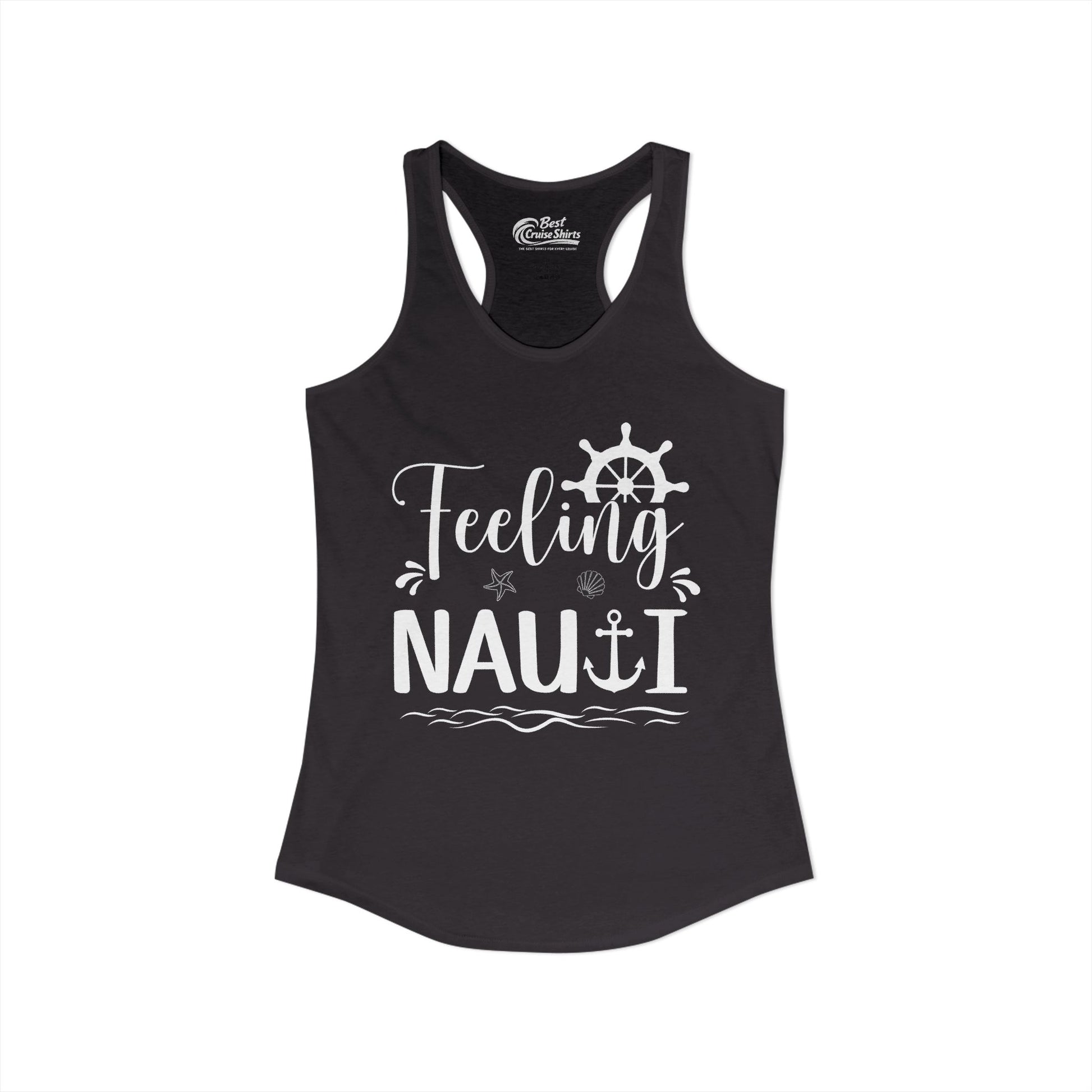 Feeling Nauti Shirt - Nautical Humor with Anchor Ship Wheel Starfish Ladies Tank - View 2 - Best Cruise Shirts