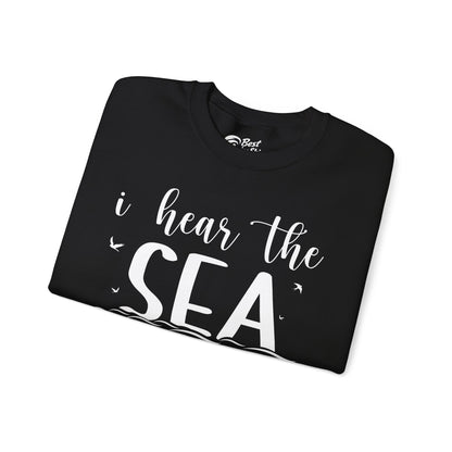 Sea Calling Nautical Beach Quote Shirt With Waves And Birds Art Sweatshirt - View 3 - Best Cruise Shirts