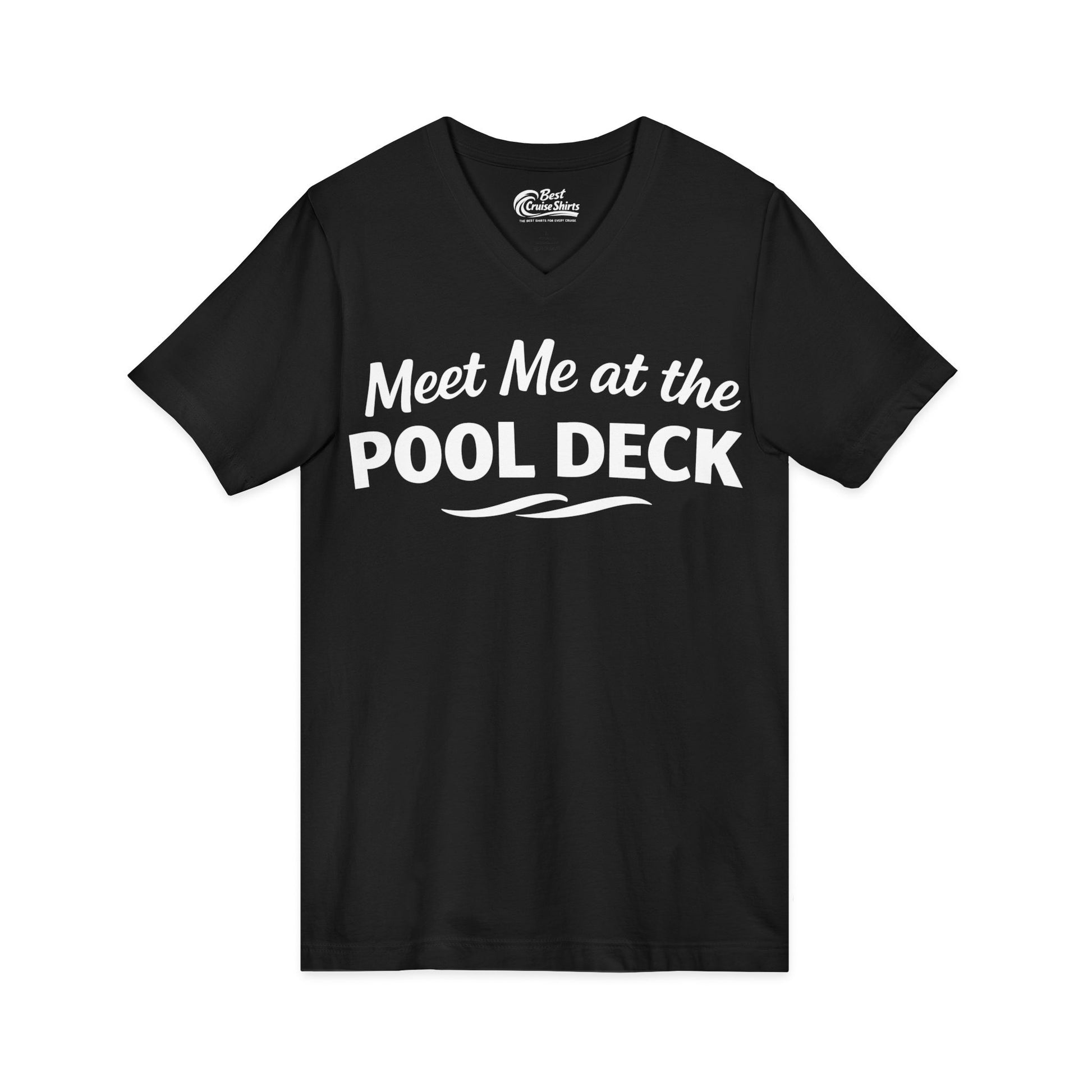 Meet Me At The Pool Deck Bold Fun Poolside Water Wave Shirt V-Neck - View 3 - Best Cruise Shirts