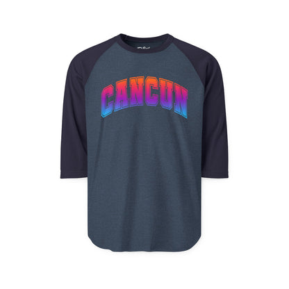Cancun Mexico Bold Collegiate Style Shirt - Colorful Gradient Spring Break 3/4 Sleeve - Best Cruise Shirts