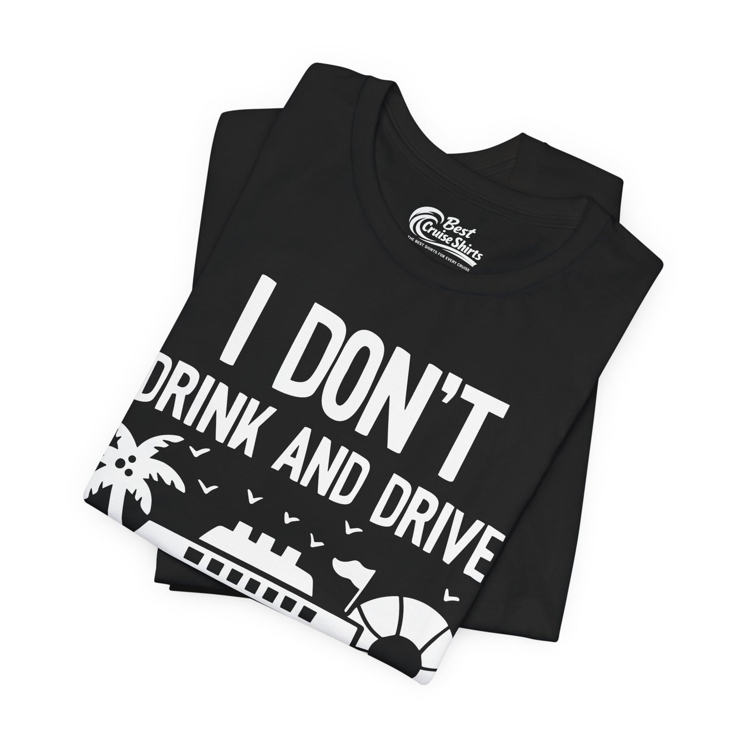 I Sip And Cruise Funny Drinking Shirt With Cruise Ship And Tropics Premium Tee - View 3 - Best Cruise Shirts