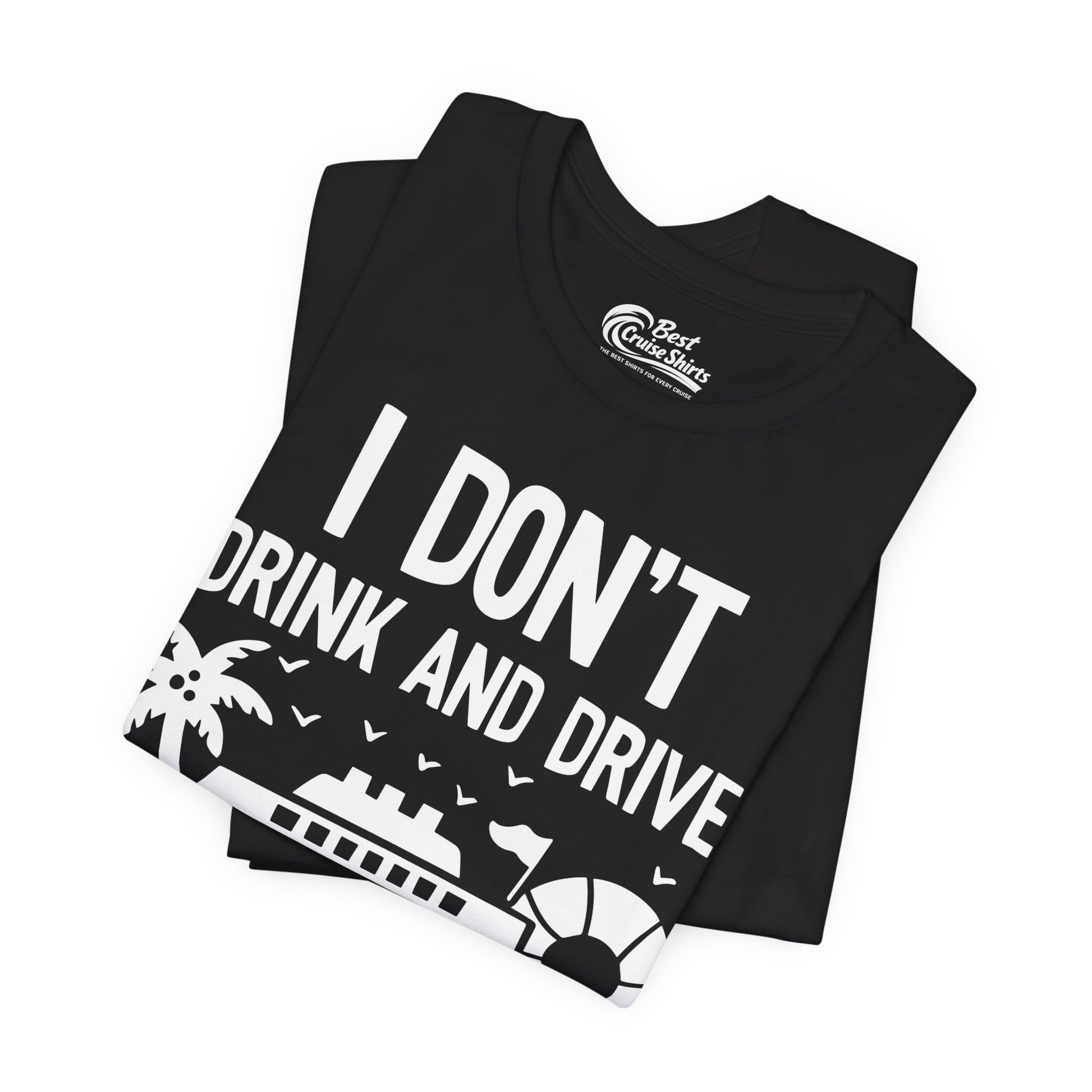 I Sip And Cruise Funny Drinking Shirt With Cruise Ship And Tropics Premium Tee - View 3 - Best Cruise Shirts