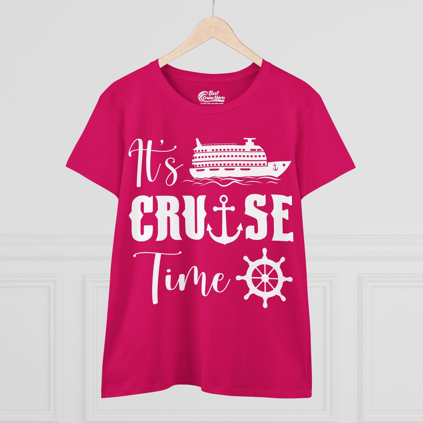 It’s Cruise Time Shirt - Nautical Ship Anchor Wheel Bold Graphic Ladies Tee - View 23 - Best Cruise Shirts