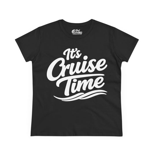 It’s Cruise Time Bold Nautical Wave Typography Cruise Shirt Ladies Tee - Best Cruise Shirts