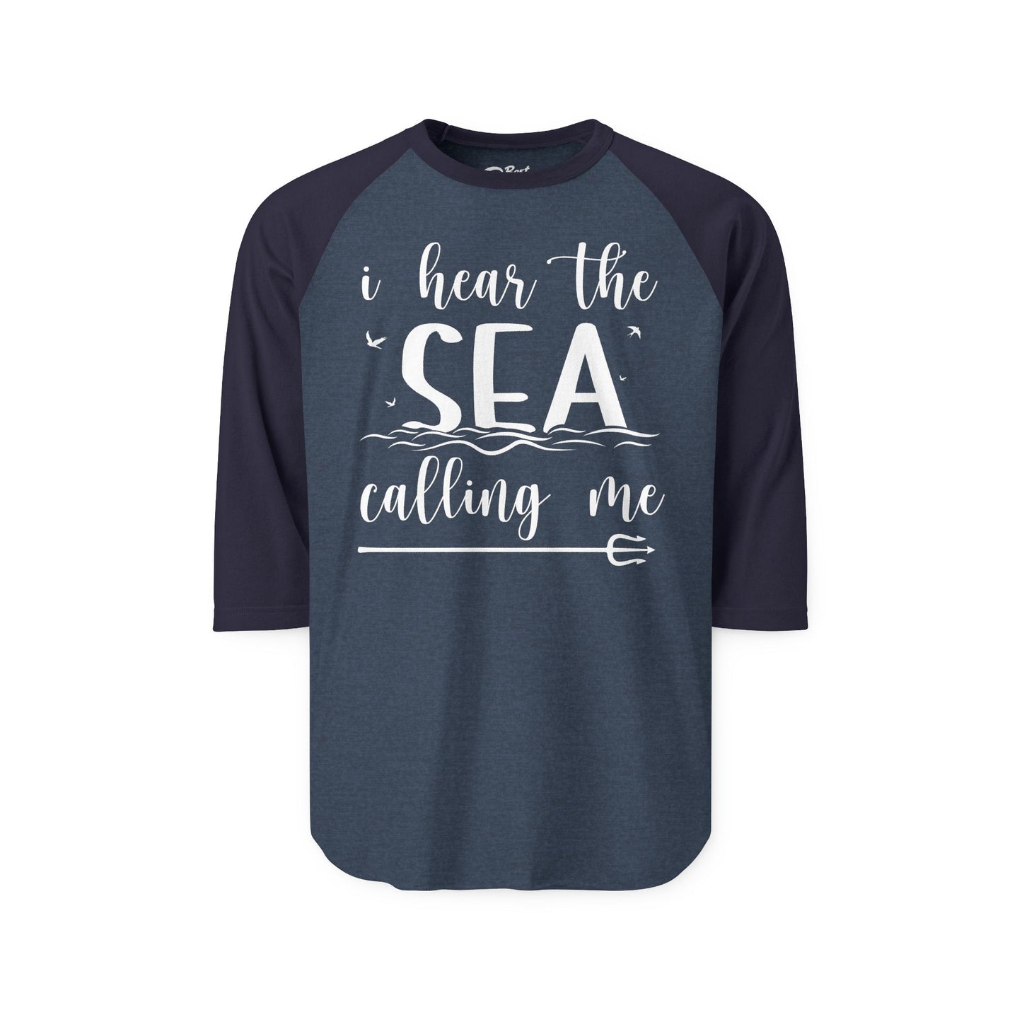 Sea Calling Nautical Beach Quote Shirt With Waves And Birds Art 3/4 Sleeve - Best Cruise Shirts
