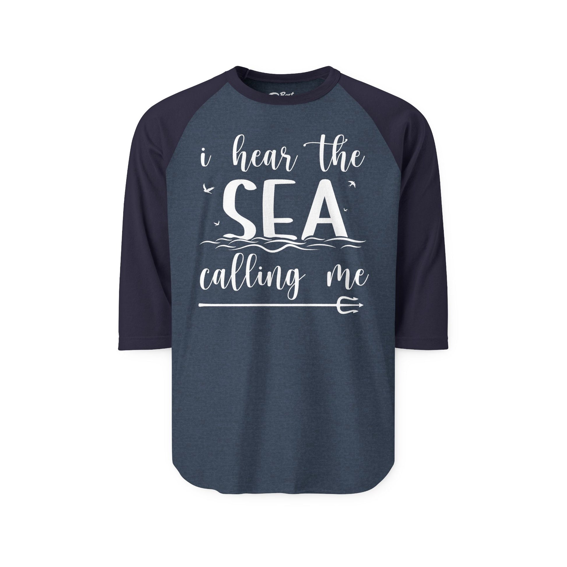 Sea Calling Nautical Beach Quote Shirt With Waves And Birds Art 3/4 Sleeve - Best Cruise Shirts