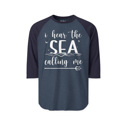 Sea Calling Nautical Beach Quote Shirt With Waves And Birds Art 3/4 Sleeve - Best Cruise Shirts