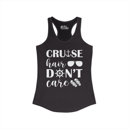 Cruise Hair Don't Care Shirt - Nautical Icons Summer Vacation Tee Ladies Tank - View 2 - Best Cruise Shirts