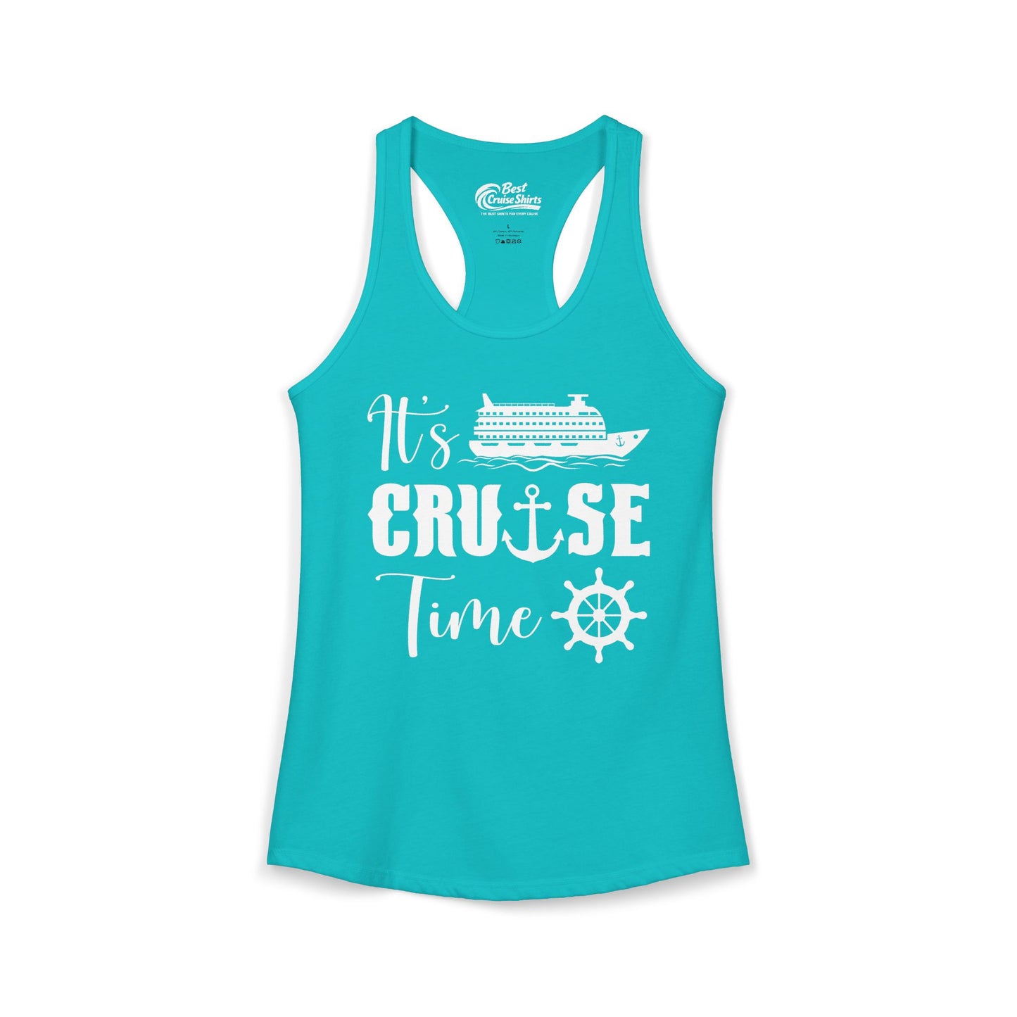 It’s Cruise Time Shirt - Nautical Ship Anchor Wheel Bold Graphic Ladies Tank - View 5 - Best Cruise Shirts
