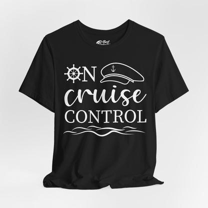 On Cruise Control Shirt - Nautical Captain Hat and Ship Wheel Design Premium Tee - View 4 - Best Cruise Shirts