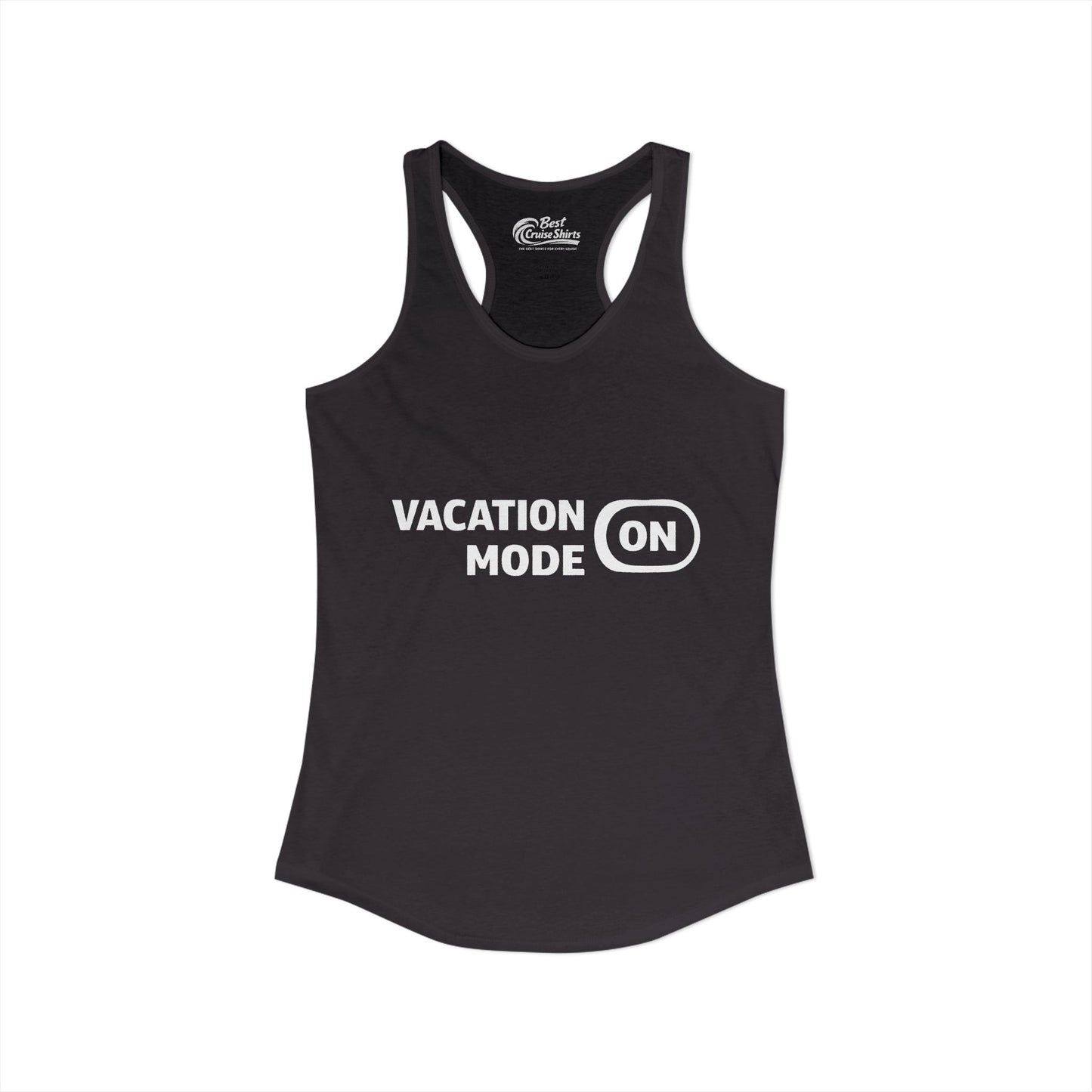Vacation Mode On Minimalist Switch Graphic Funny Travel Shirt Ladies Tank - View 2 - Best Cruise Shirts