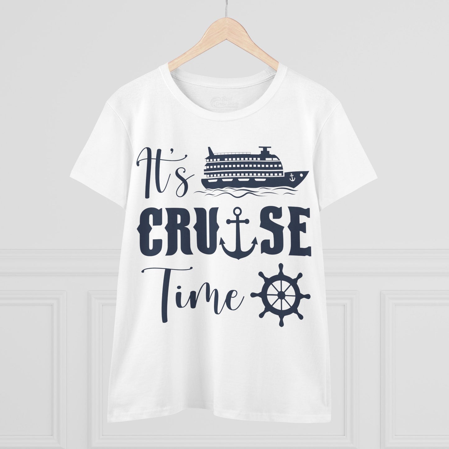It’s Cruise Time Shirt - Nautical Ship Anchor Wheel Bold Graphic Ladies Tee - View 11 - Best Cruise Shirts