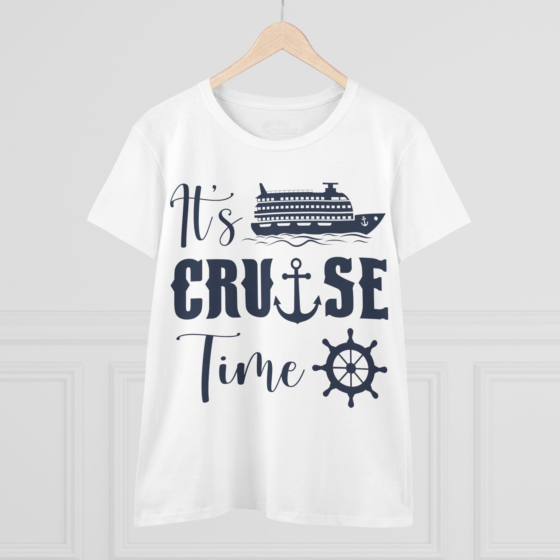 It’s Cruise Time Shirt - Nautical Ship Anchor Wheel Bold Graphic Ladies Tee - View 11 - Best Cruise Shirts