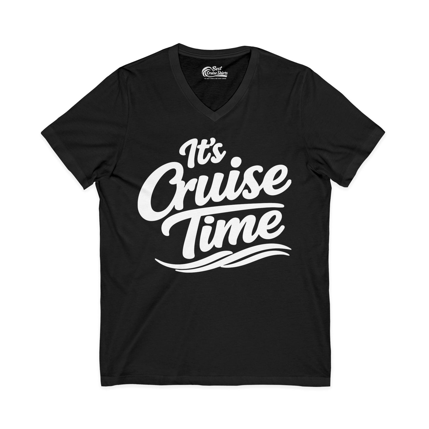 It’s Cruise Time Bold Nautical Wave Typography Cruise Shirt V-Neck - Best Cruise Shirts
