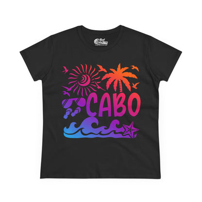 Cabo San Lucas Shirt - Tropical Sunset Palm Beach Vacation Graphic Tee Ladies Tee - Best Cruise Shirts