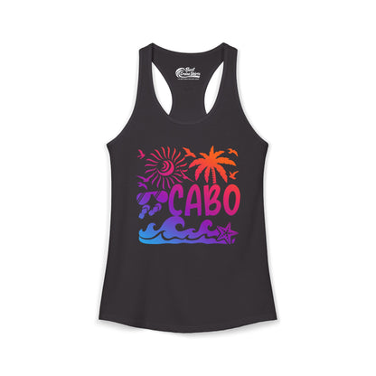 Cabo San Lucas Shirt - Tropical Sunset Palm Beach Vacation Graphic Tee Ladies Tank - Best Cruise Shirts