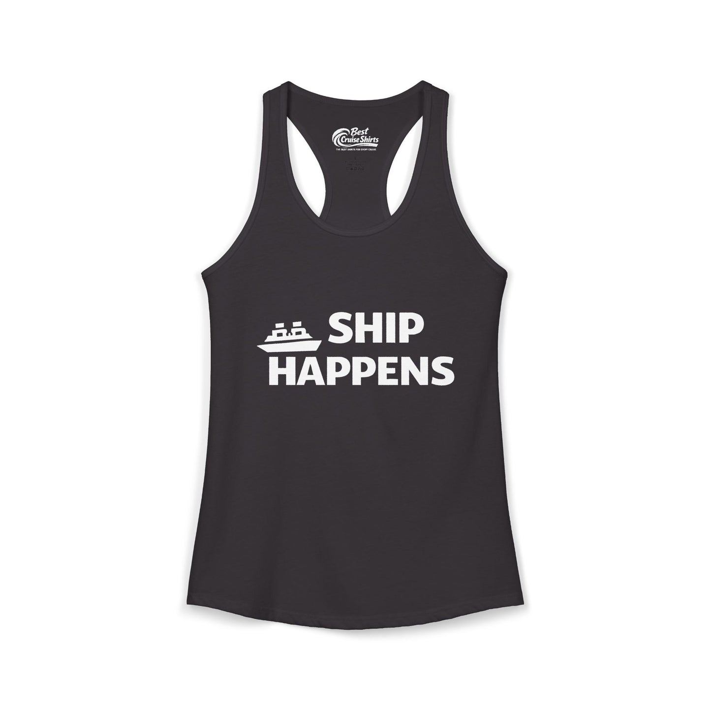 Ship Happens Funny Cruise Shirt With Bold Graphic Ship Pun Design Ladies Tank - Best Cruise Shirts
