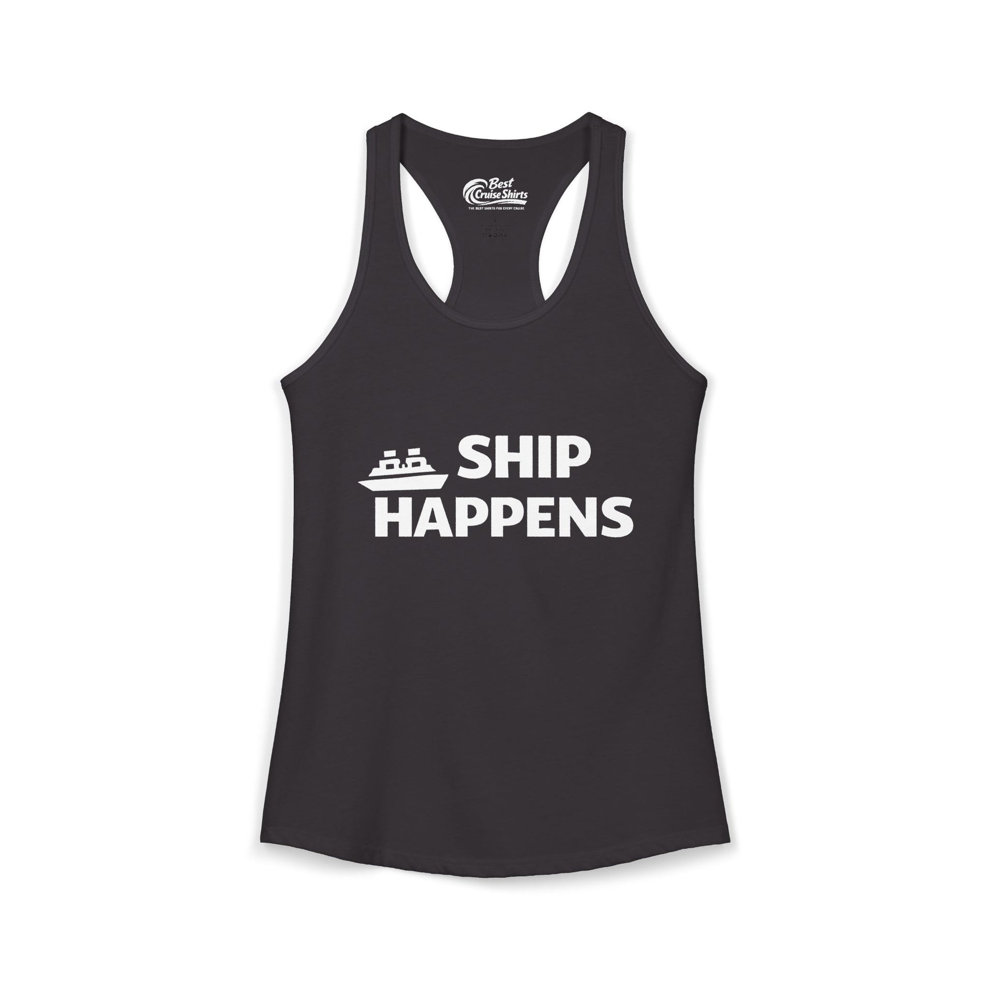 Ship Happens Funny Cruise Shirt With Bold Graphic Ship Pun Design Ladies Tank - Best Cruise Shirts