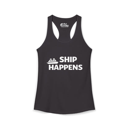 Ship Happens Funny Cruise Shirt With Bold Graphic Ship Pun Design Ladies Tank - Best Cruise Shirts