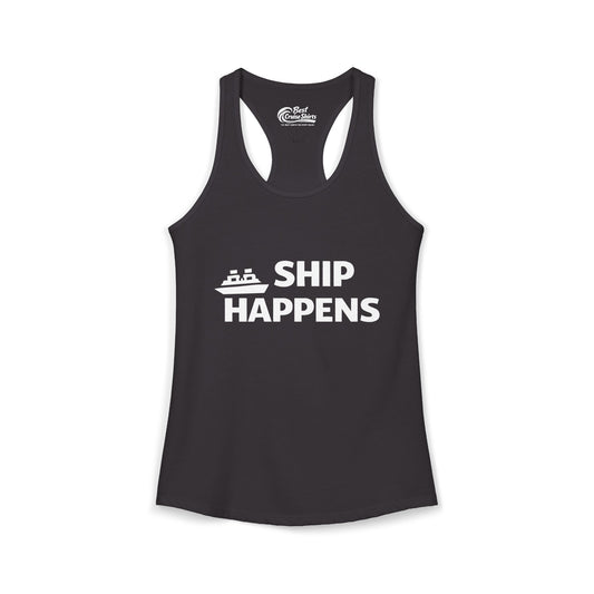 Ship Happens Funny Cruise Shirt With Bold Graphic Ship Pun Design Ladies Tank - Best Cruise Shirts