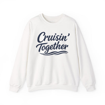 Cruisin Together Group Unity Shirt with Bold Script and Wave Design Sweatshirt - View 2 - Best Cruise Shirts
