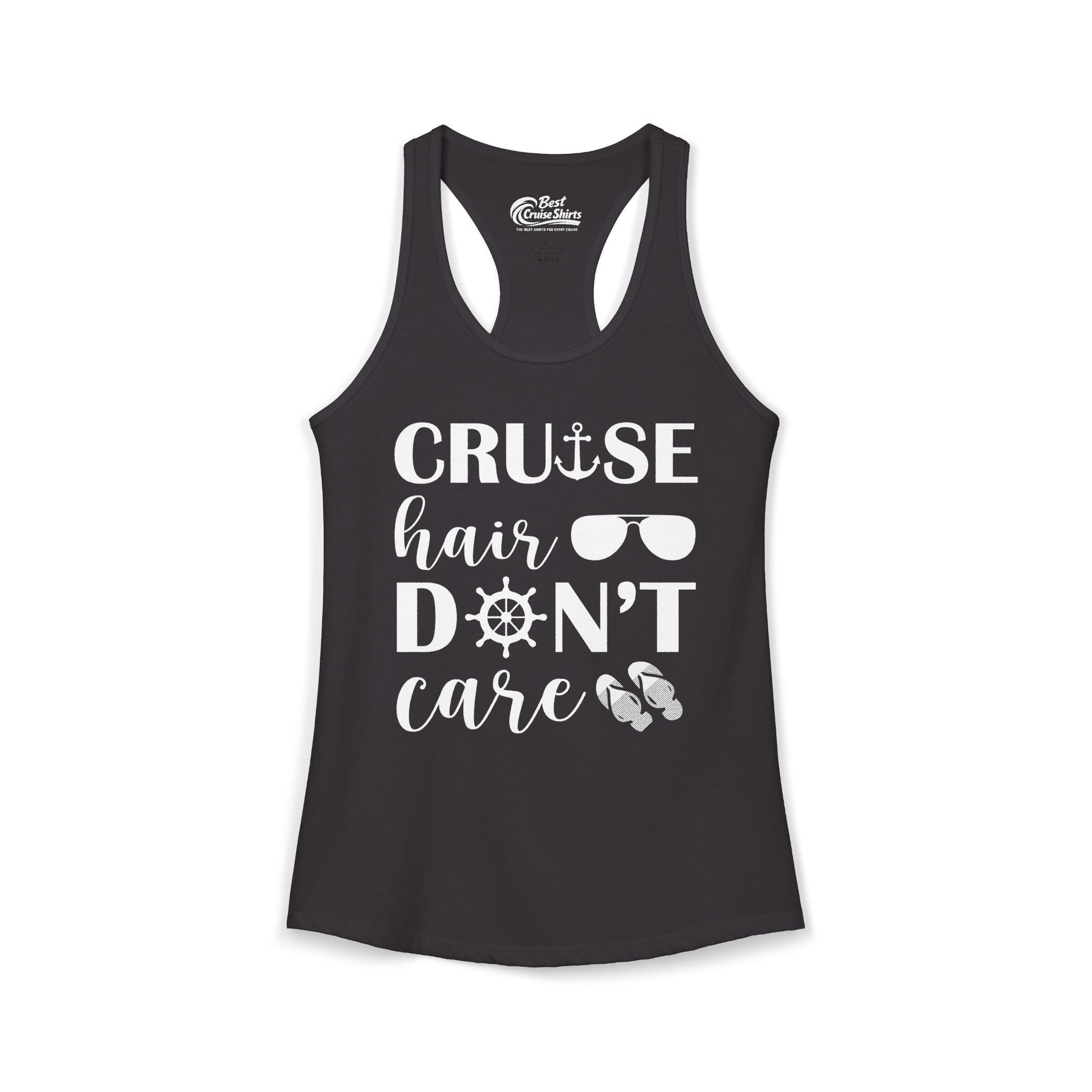 Cruise Hair Don't Care Shirt - Nautical Icons Summer Vacation Tee Ladies Tank - Best Cruise Shirts