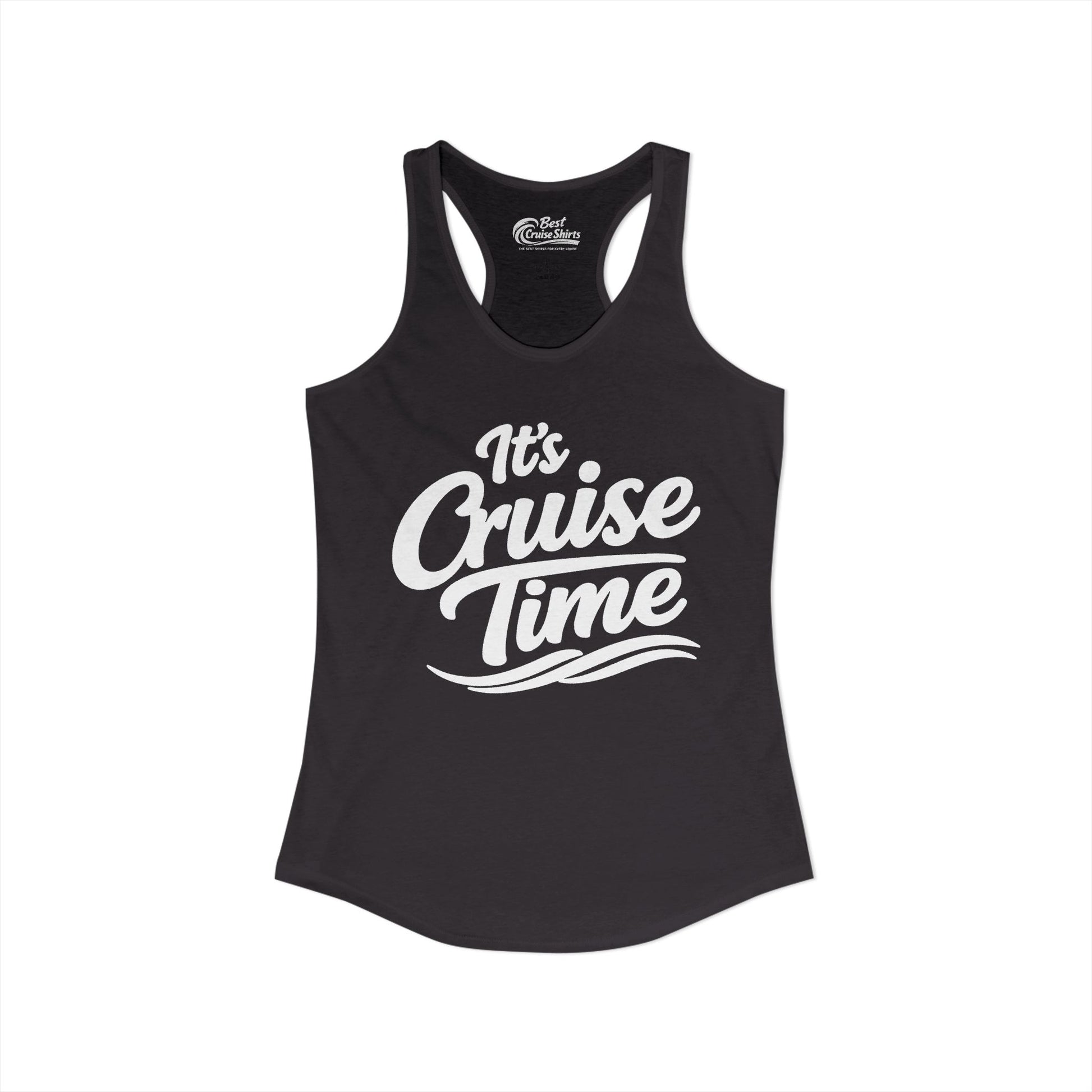 It’s Cruise Time Bold Nautical Wave Typography Cruise Shirt Ladies Tank - View 2 - Best Cruise Shirts