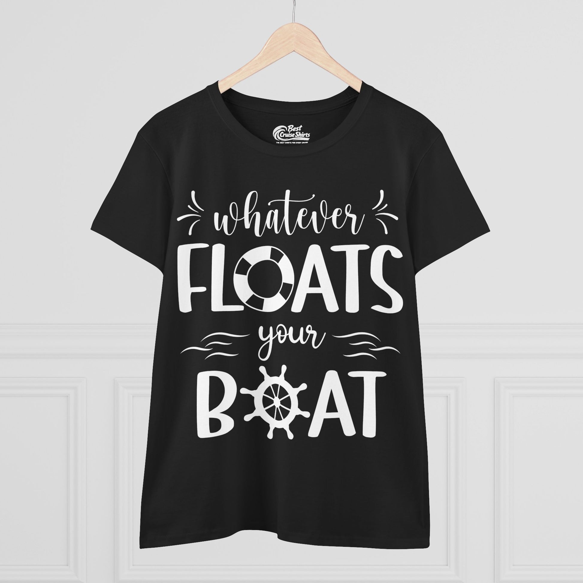 Whatever Floats Your Boat Nautical Humor Shirt With Whimsical Typography Ladies Tee - View 3 - Best Cruise Shirts
