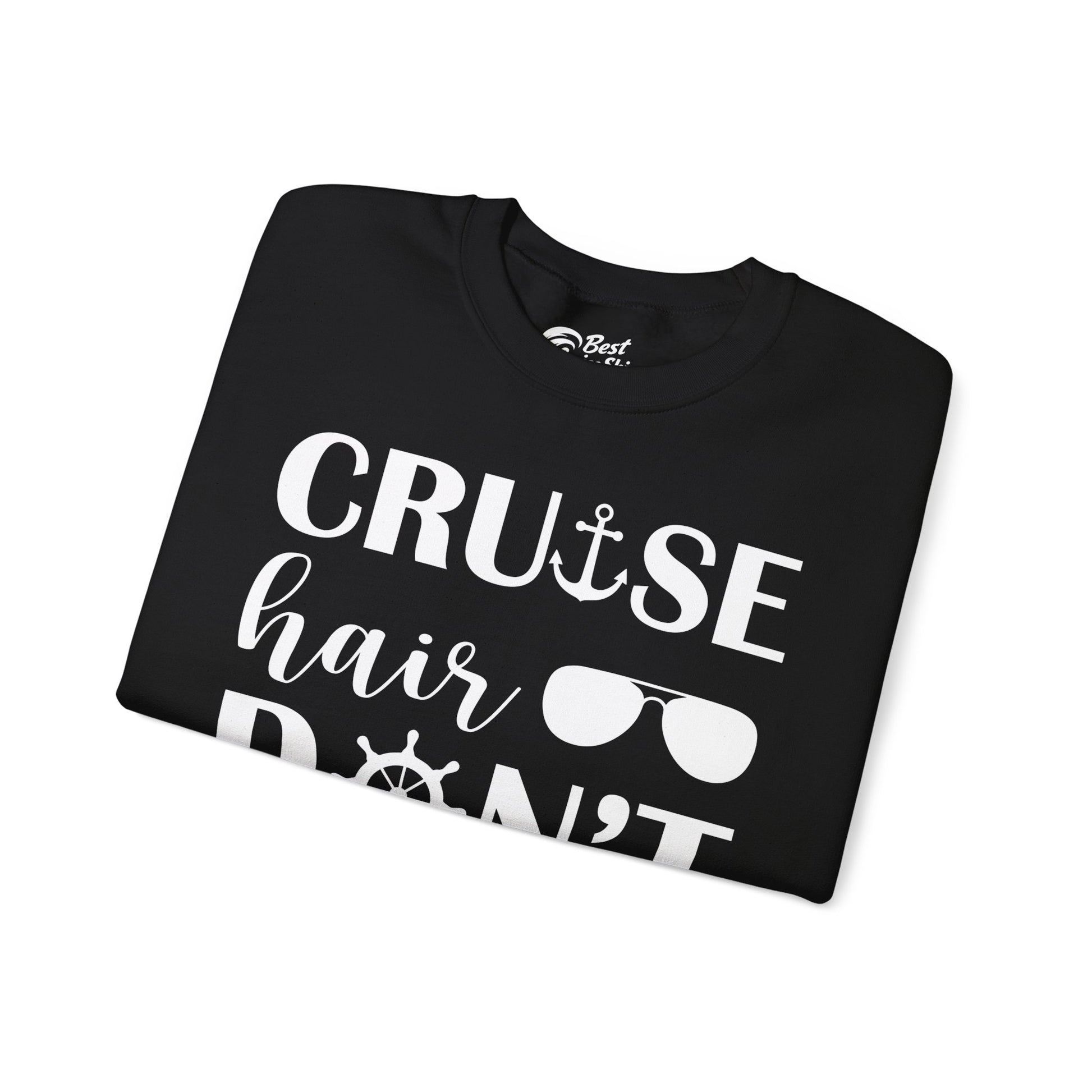 Cruise Hair Don't Care Shirt - Nautical Icons Summer Vacation Tee Sweatshirt - View 3 - Best Cruise Shirts