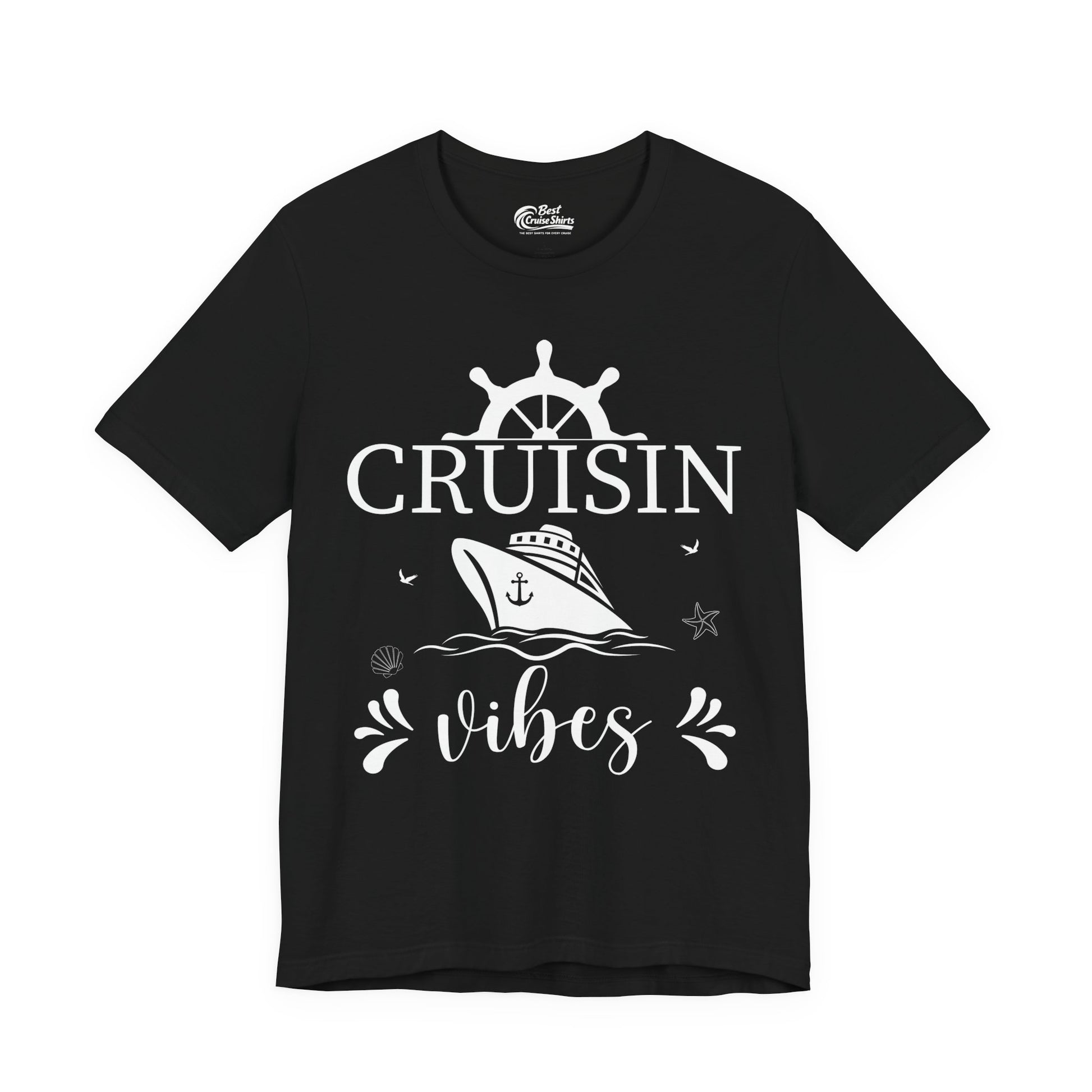 Cruisin Vibes Nautical Ocean Adventure Shirt - Bold Line Art Design Premium Tee - Best Cruise Shirts
