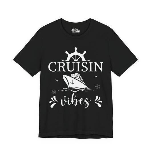 Cruisin Vibes Nautical Ocean Adventure Shirt - Bold Line Art Design Premium Tee - Best Cruise Shirts
