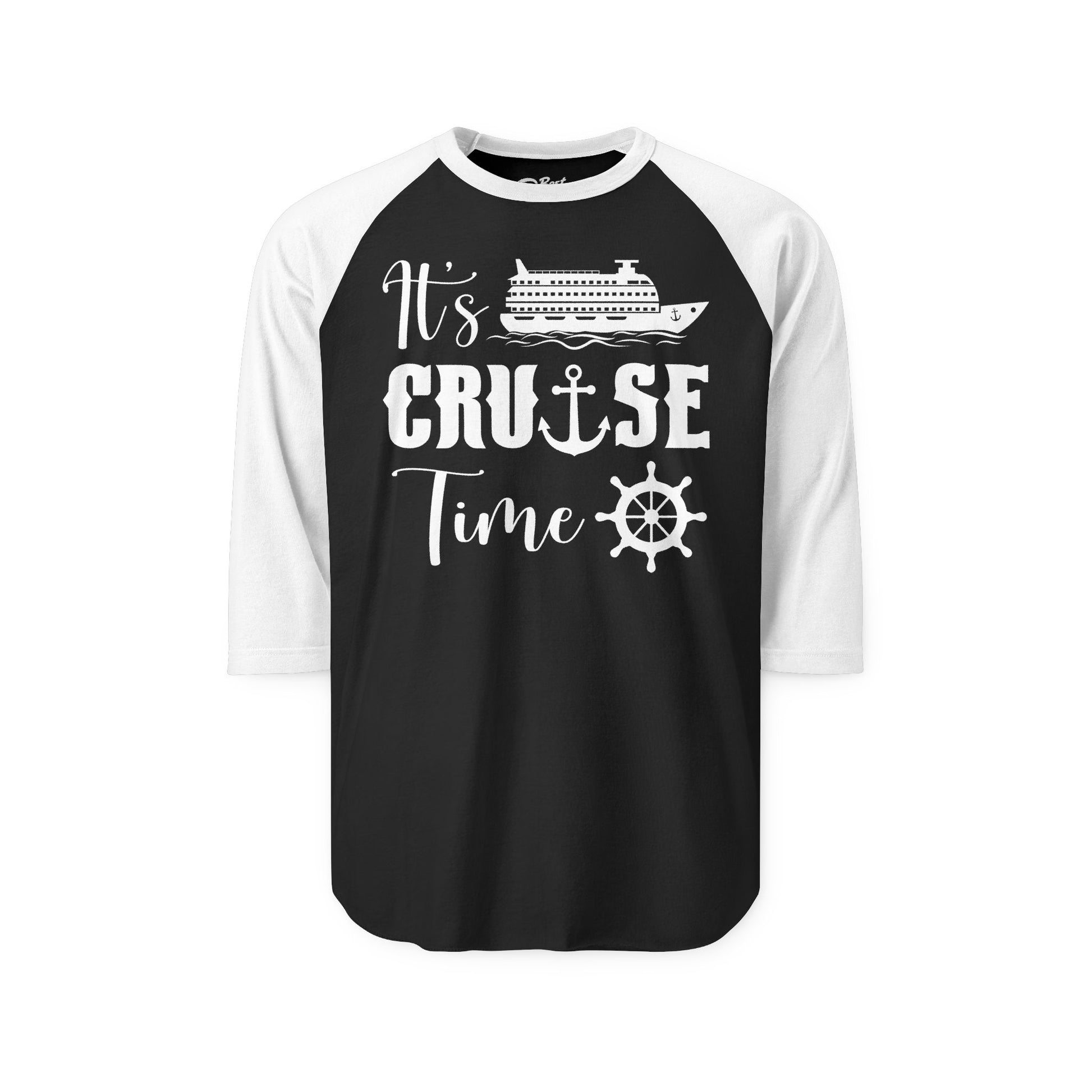 It’s Cruise Time Shirt - Nautical Ship Anchor Wheel Bold Graphic 3/4 Sleeve - View 2 - Best Cruise Shirts