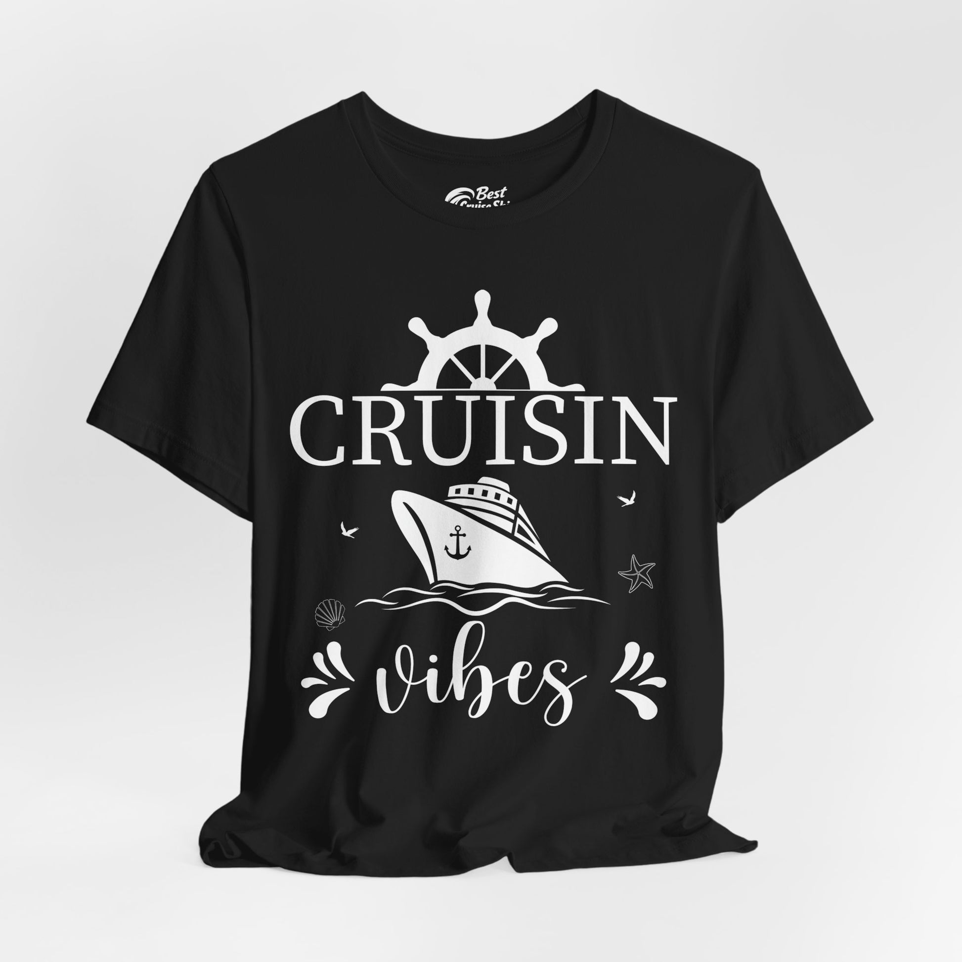 Cruisin Vibes Nautical Ocean Adventure Shirt - Bold Line Art Design Premium Tee - View 4 - Best Cruise Shirts
