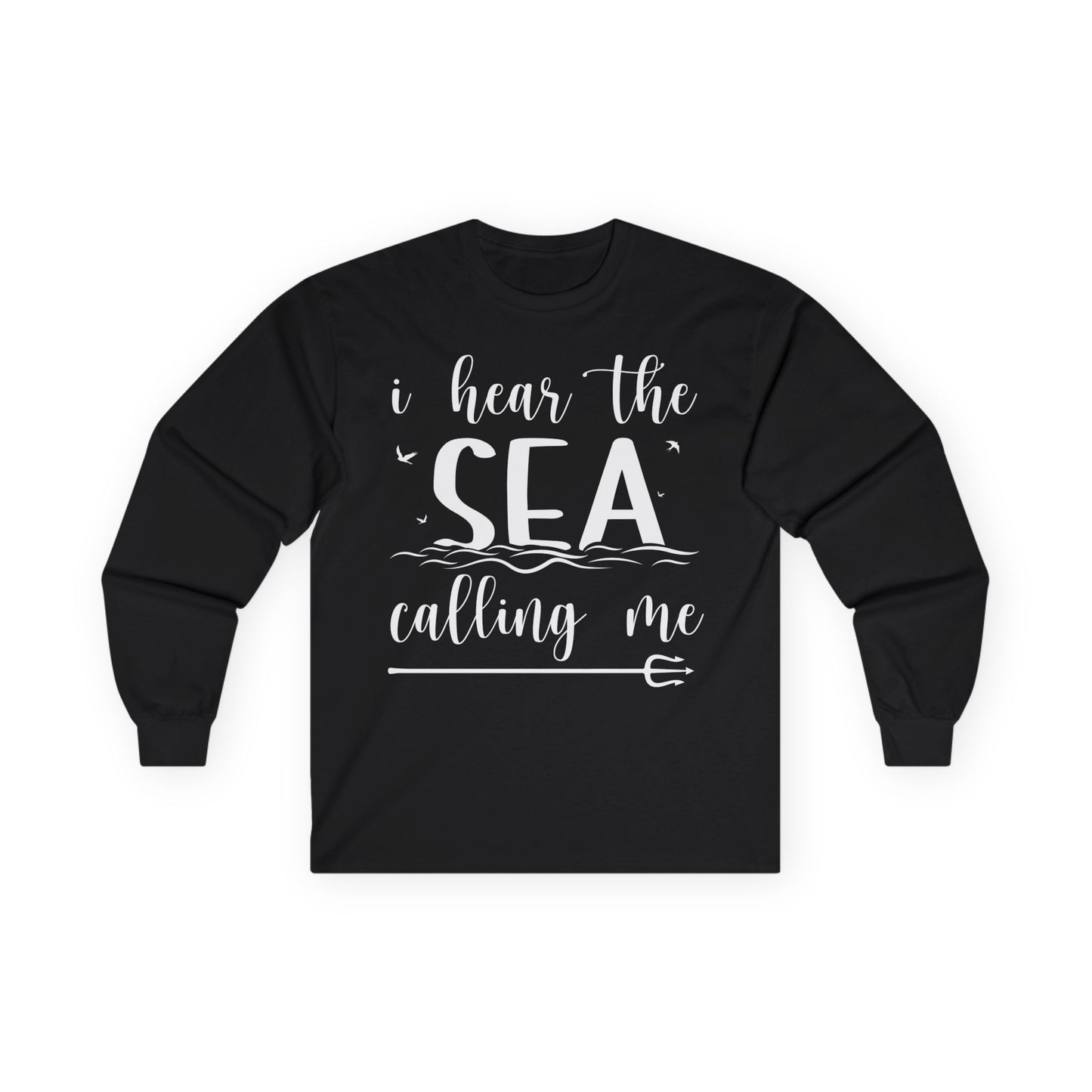 Sea Calling Nautical Beach Quote Shirt With Waves And Birds Art Long Sleeve - Best Cruise Shirts
